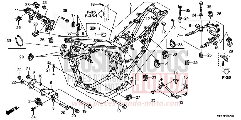 FRAME BODY for TRANSALP ABS PEARL CONCOURS BLACK (NHA65) from 2010